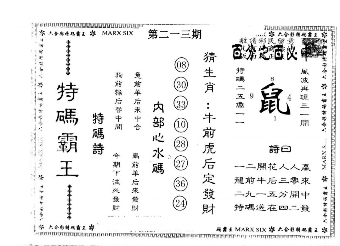 另版特码霸王-213