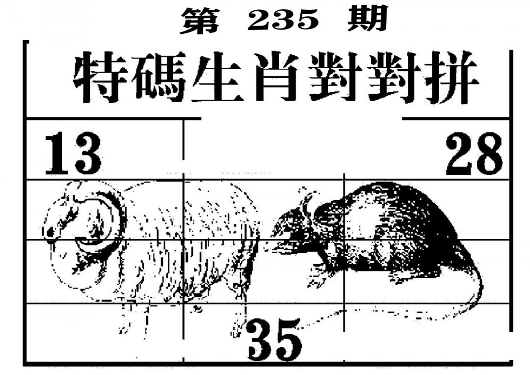 特码生肖对对拼-235