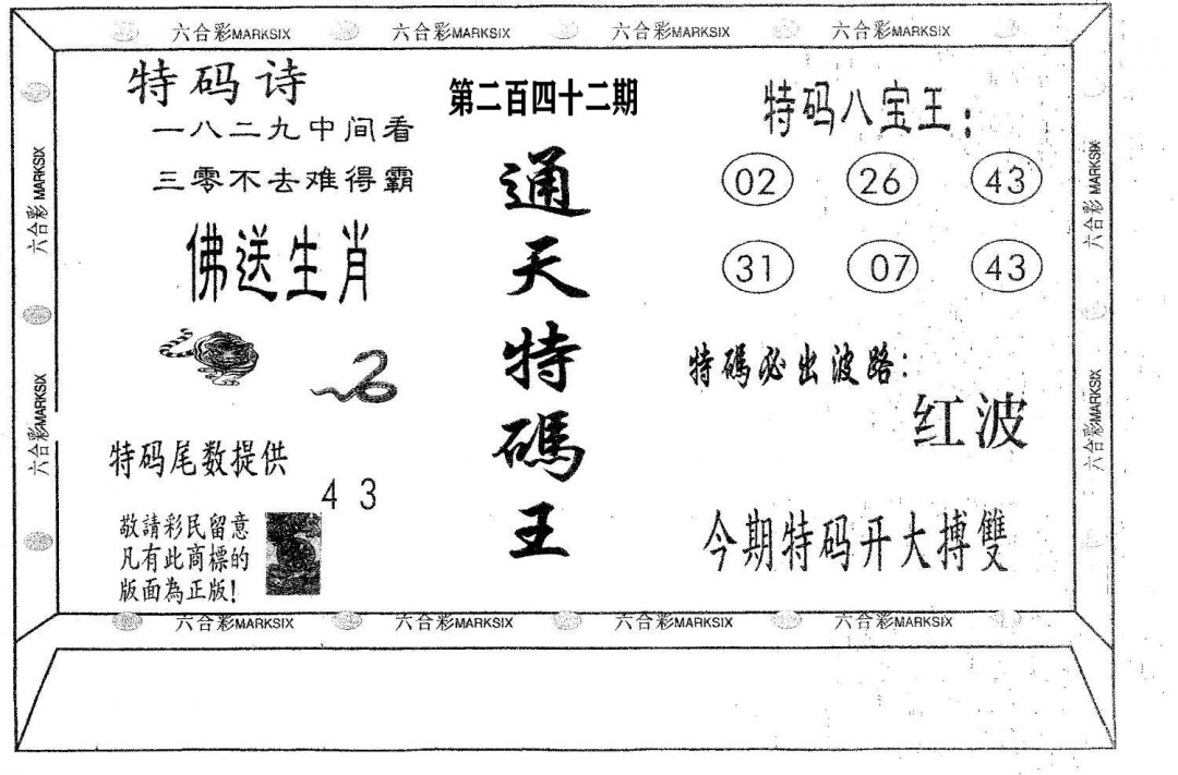 通天特码王-242