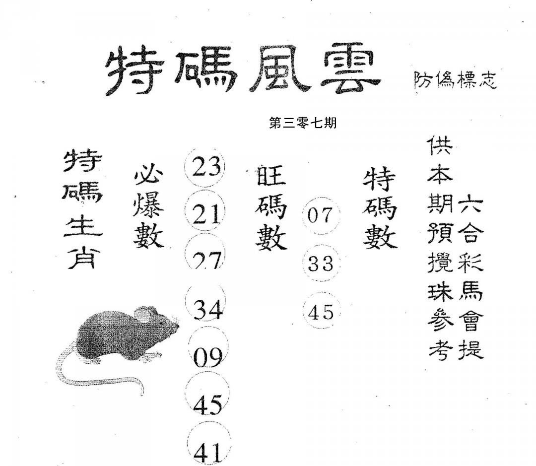 特码风云-307