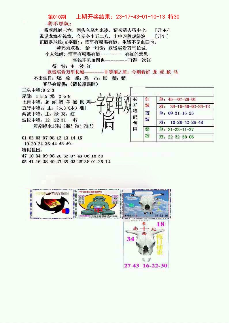 狗不理特码报-10