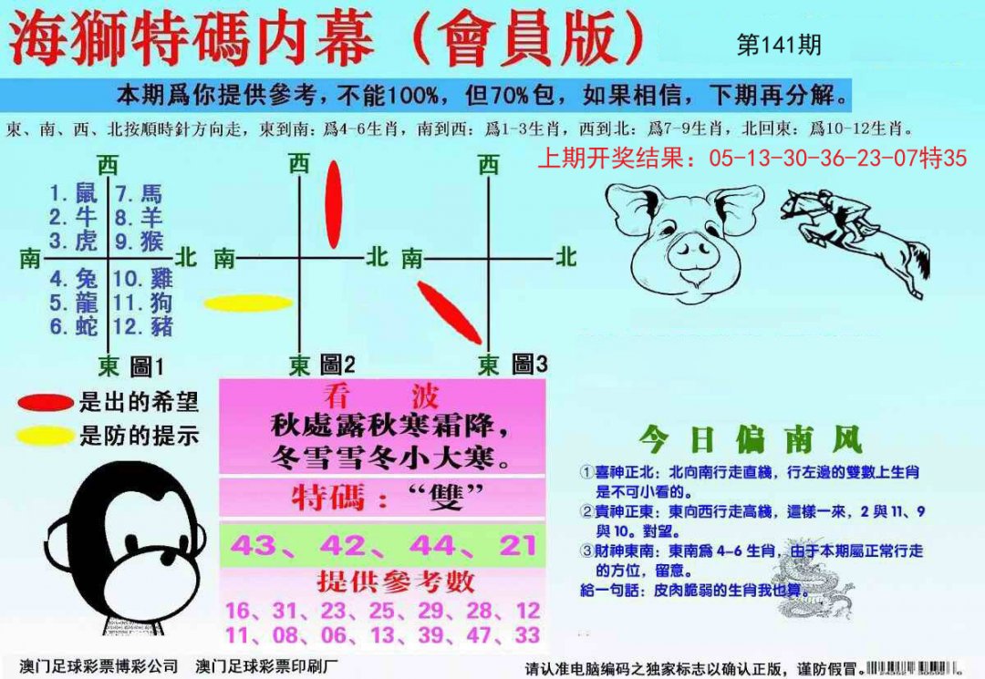 海狮特码会员报-141