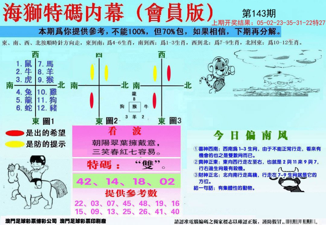 另版海狮特码内幕报-143