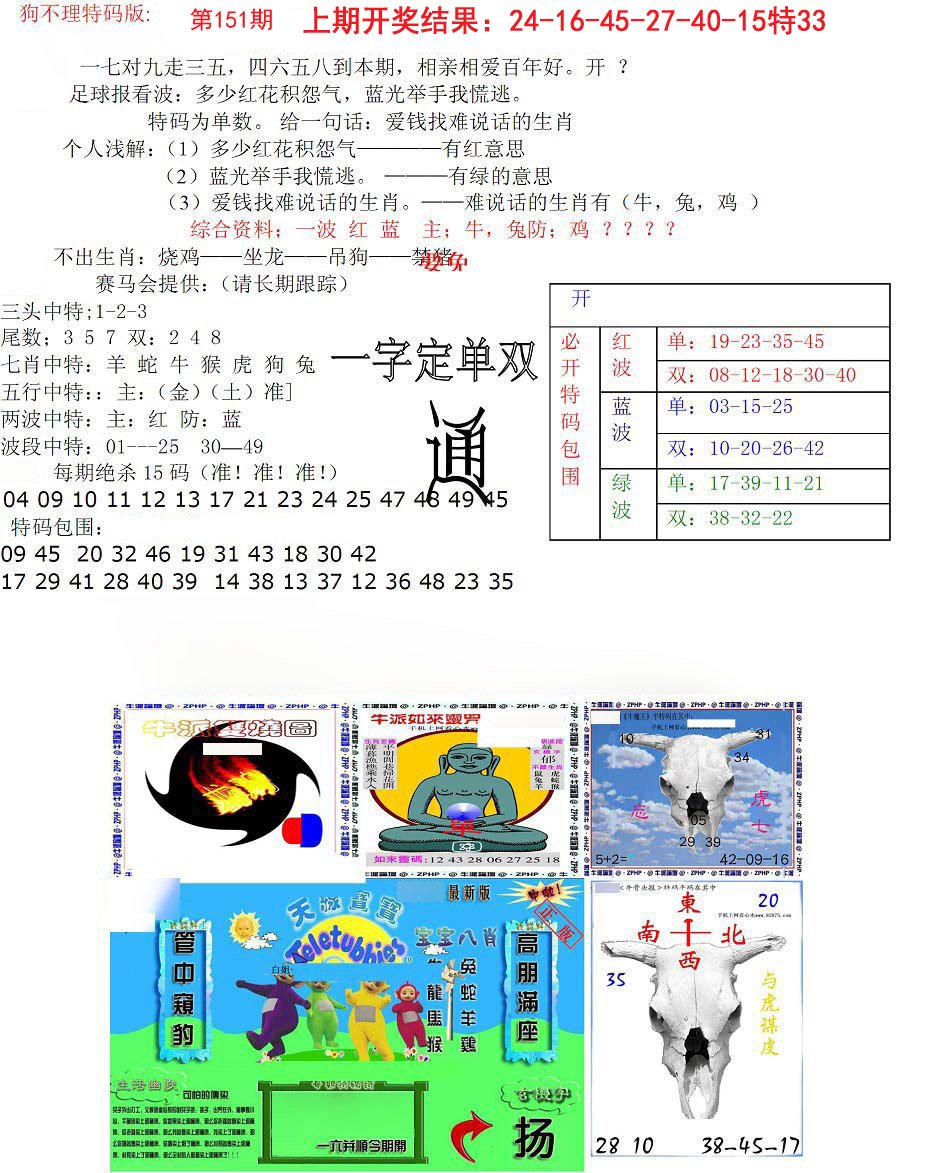 狗不理特码报-151