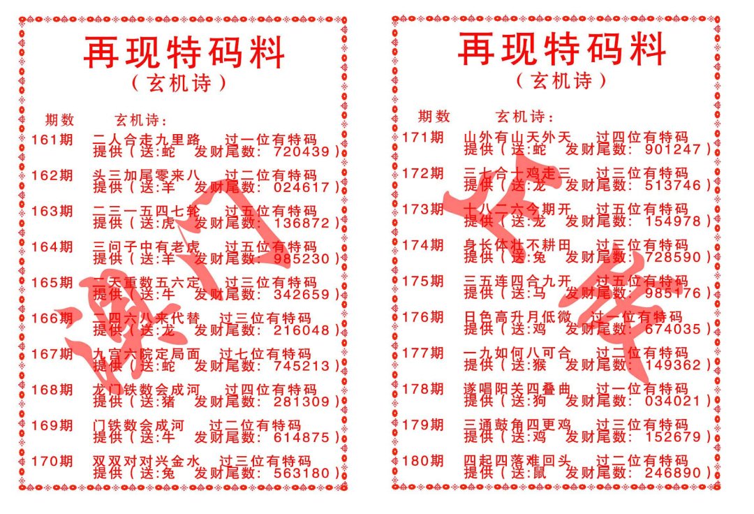 再现特码料-174