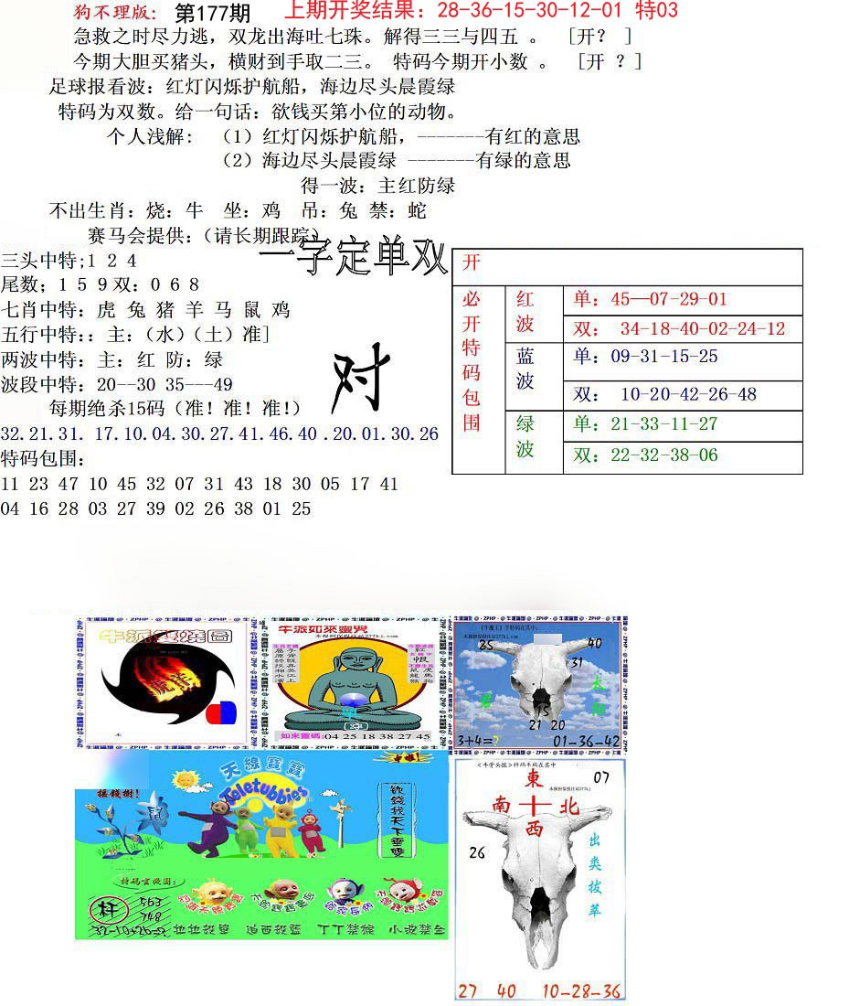 狗不理特码报-177