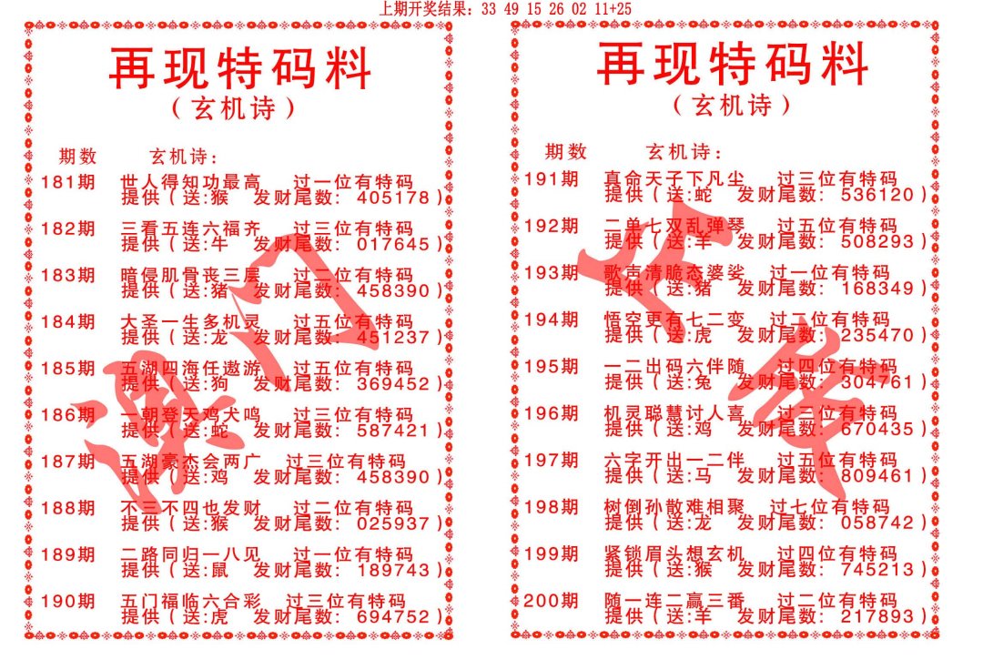 再现特码料-184