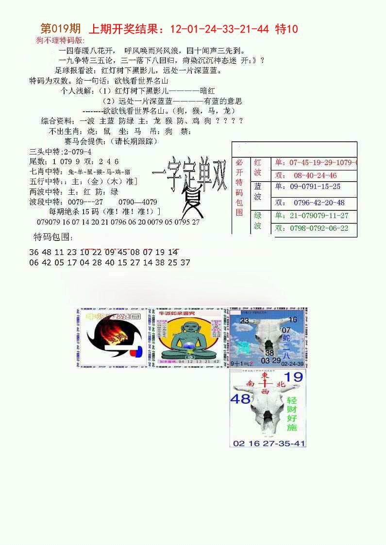 狗不理特码报-19