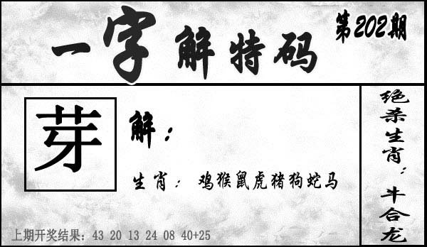 一字解特码-202