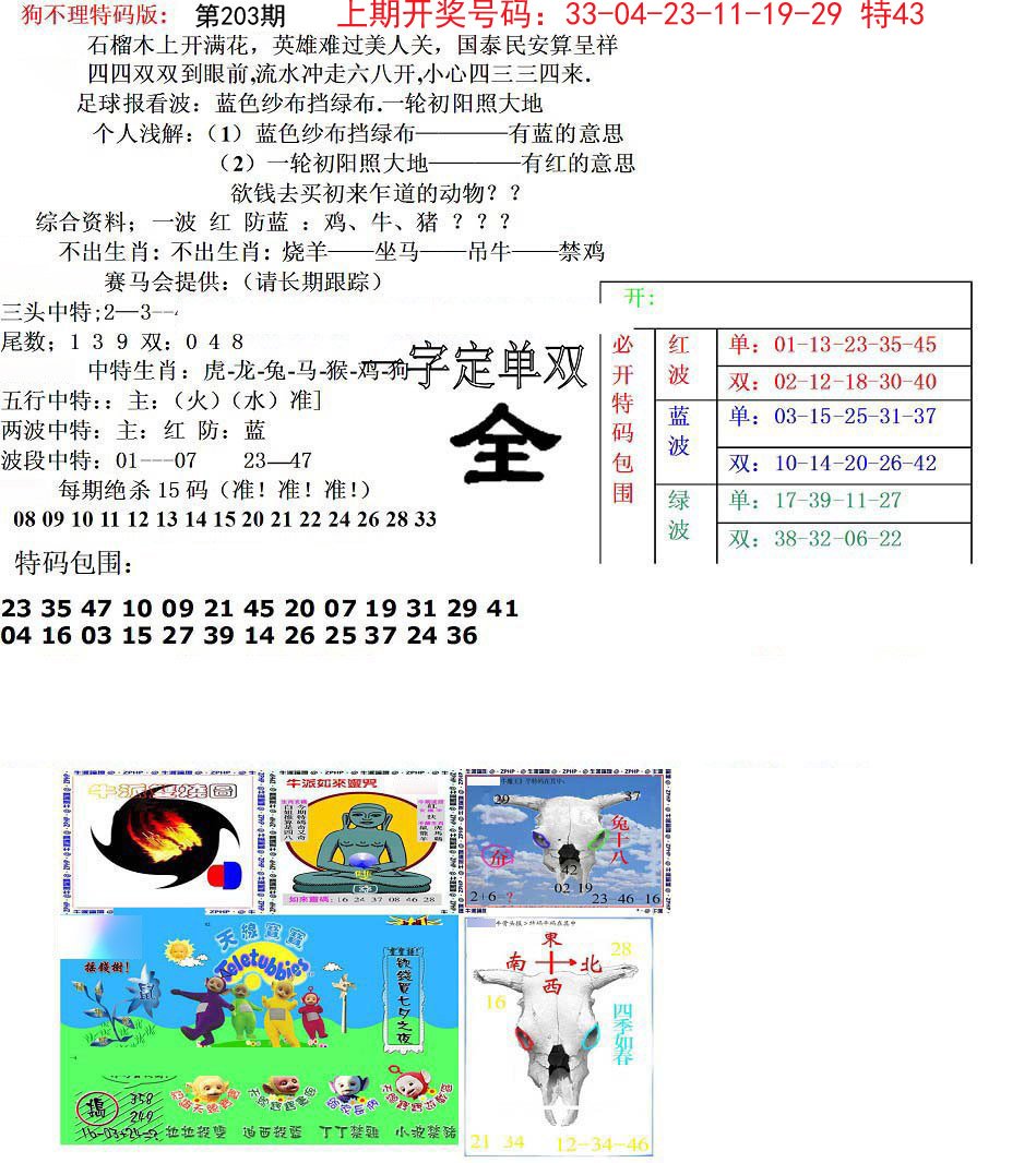 狗不理特码报-203