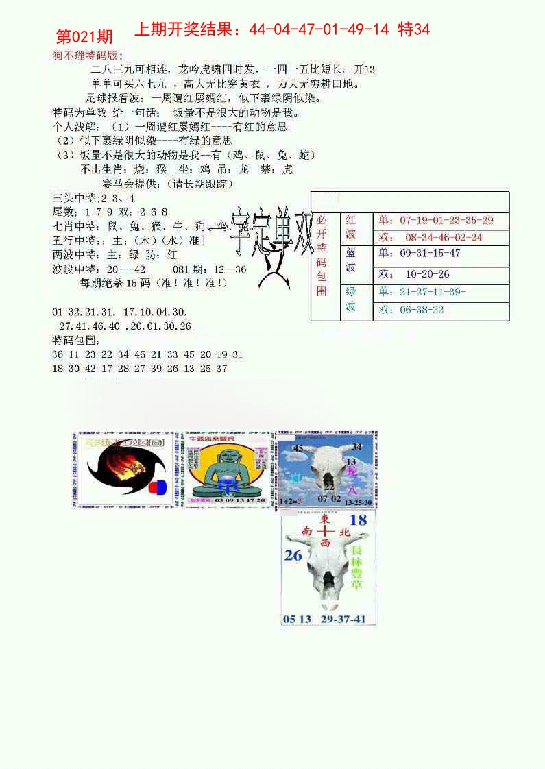 狗不理特码报-21