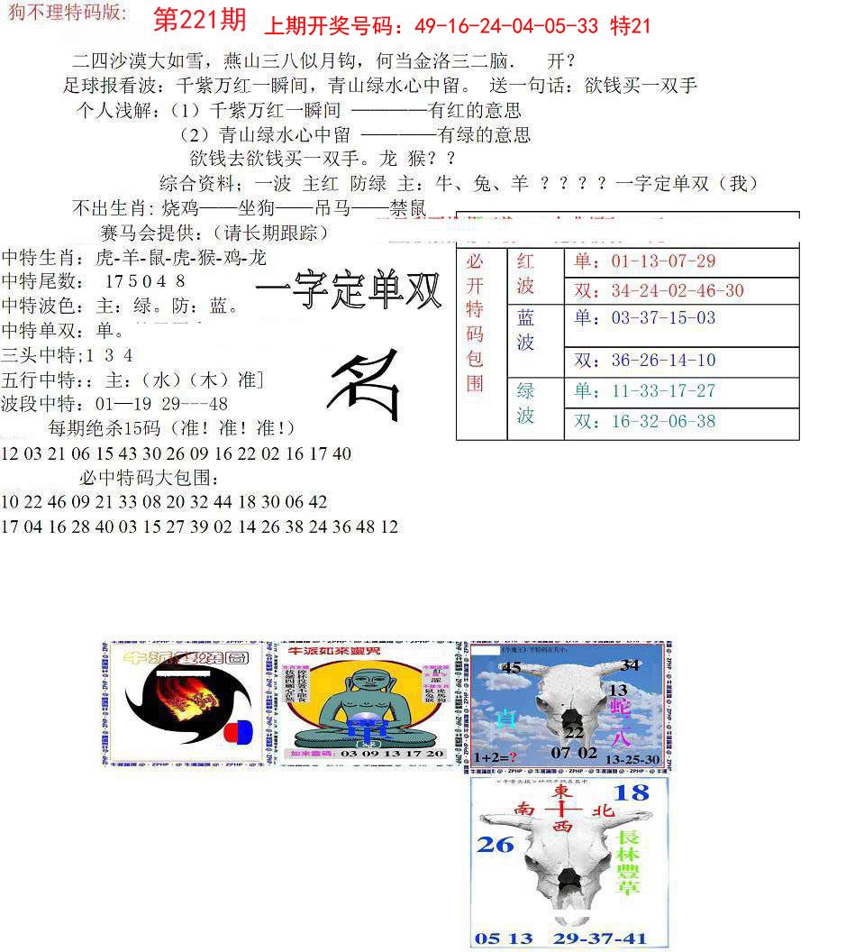 狗不理特码报-221