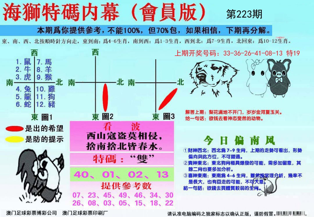 海狮特码会员报-223