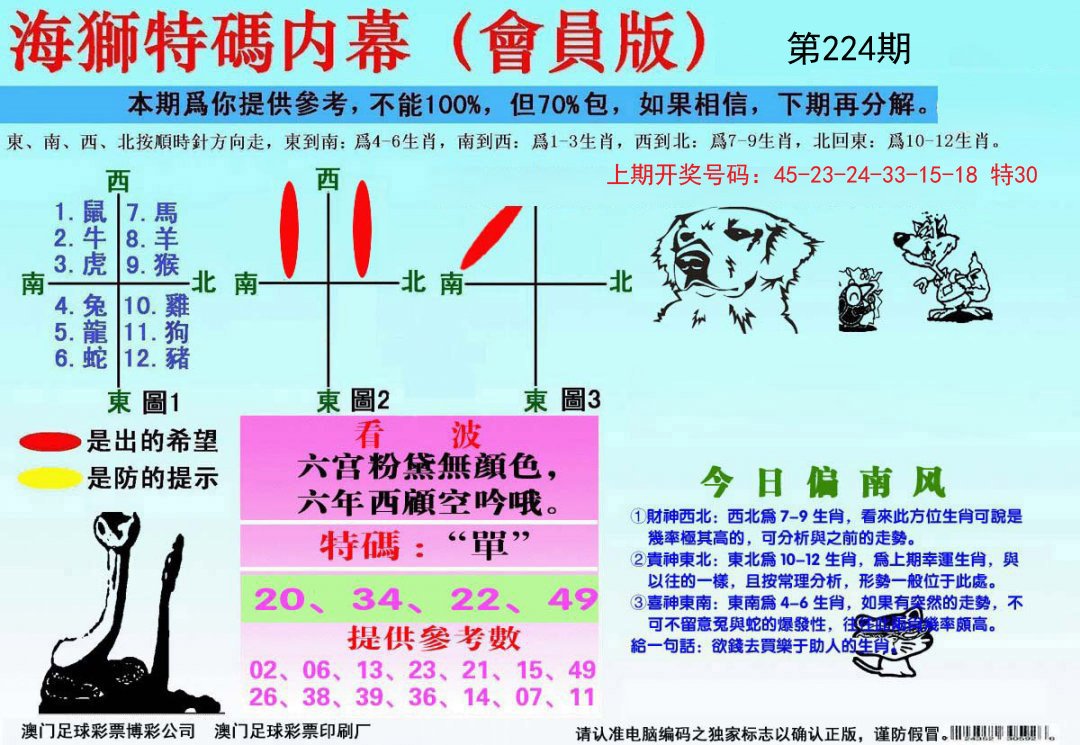 海狮特码会员报-224