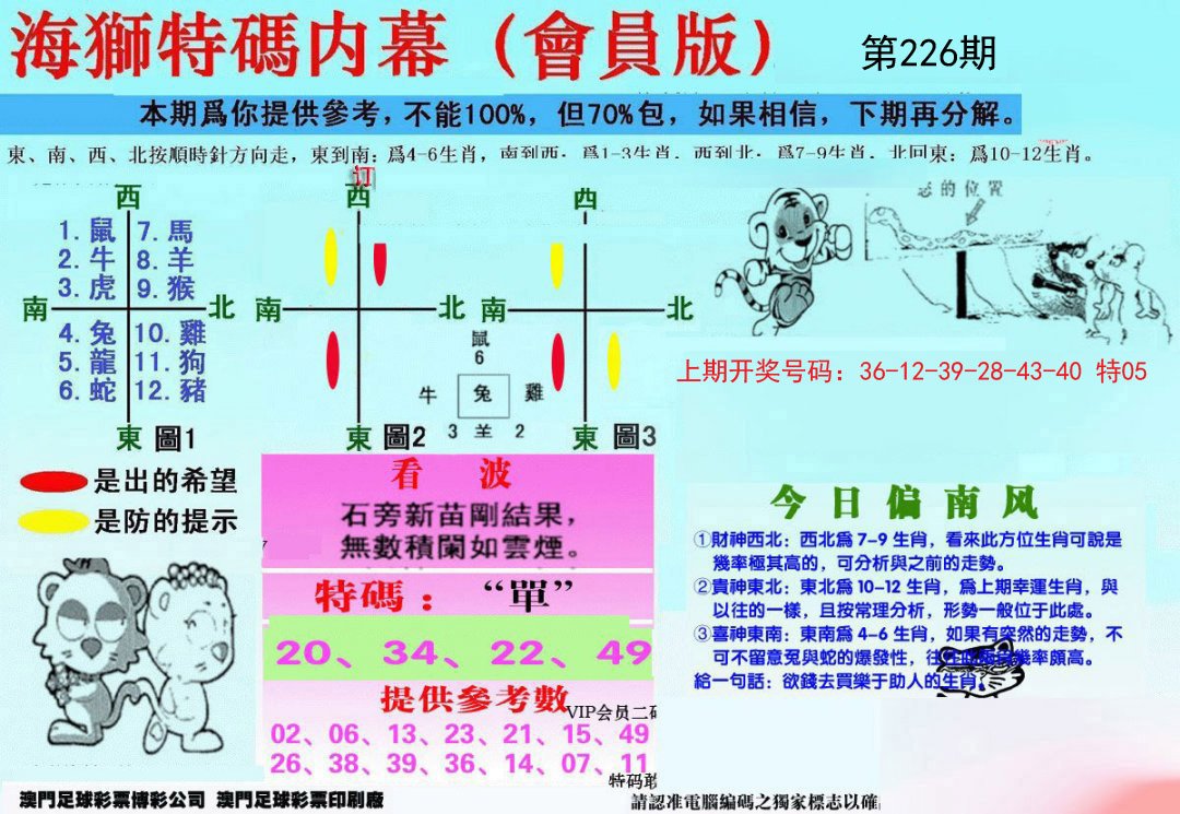 另版海狮特码内幕报-226