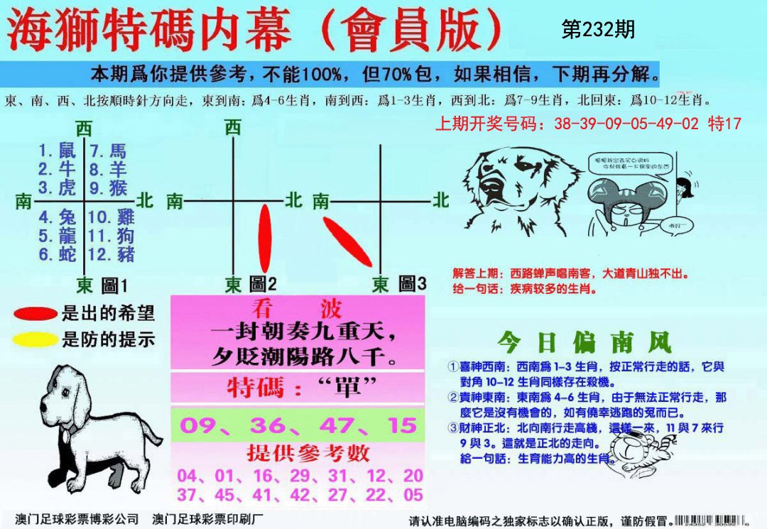 海狮特码会员报-232