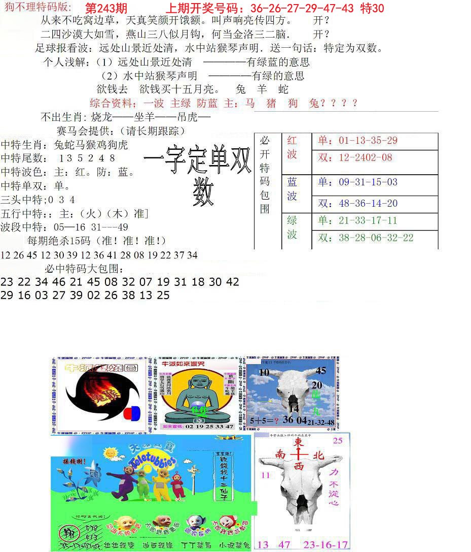 狗不理特码报-243