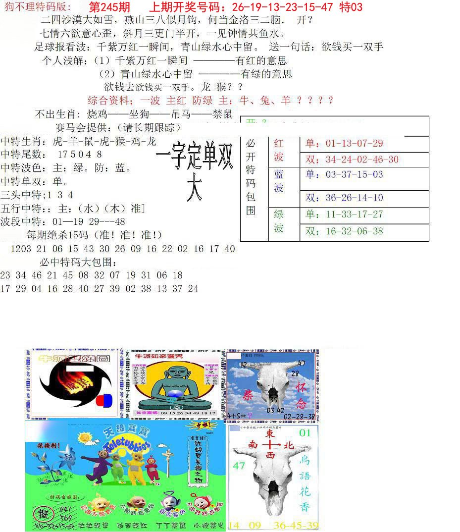 狗不理特码报-245