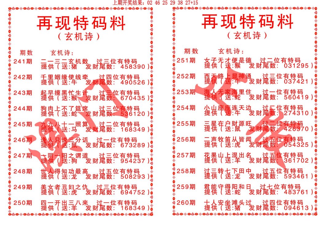 再现特码料-247