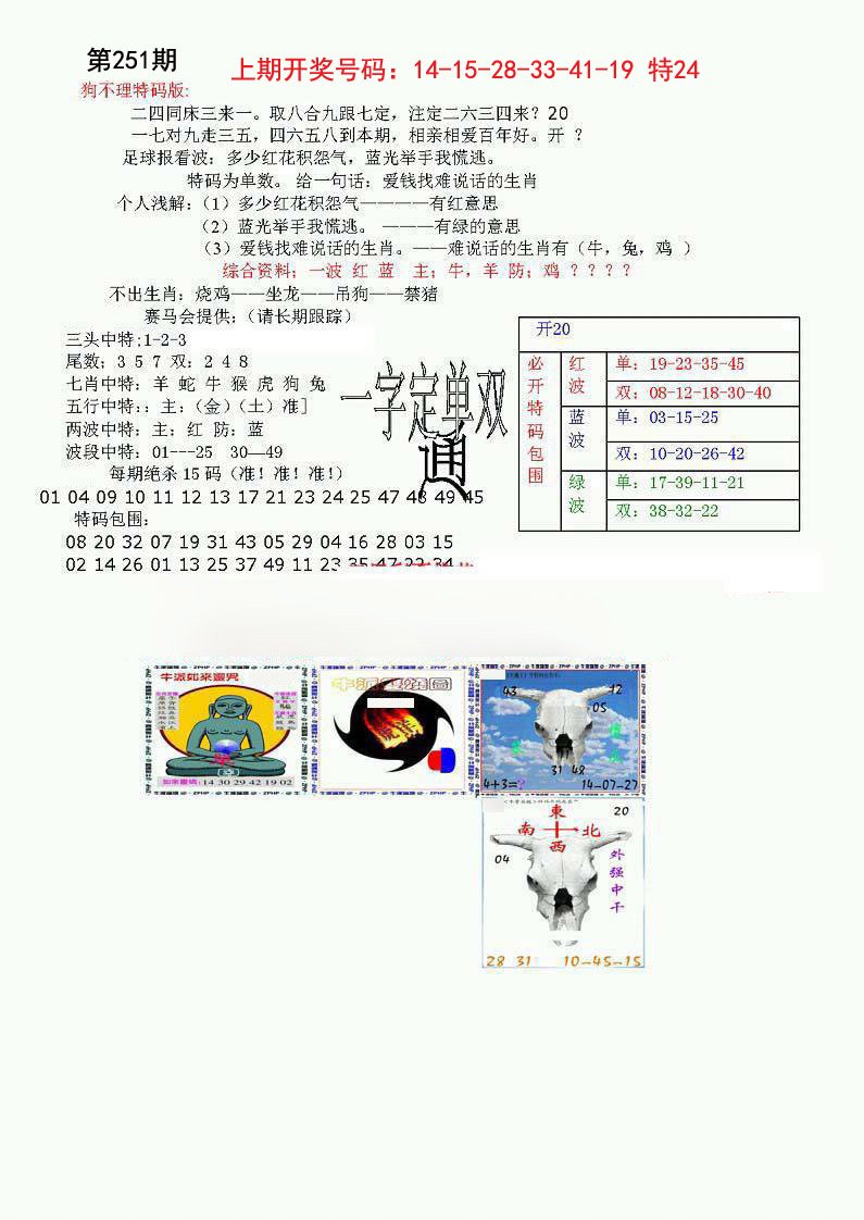 狗不理特码报-251