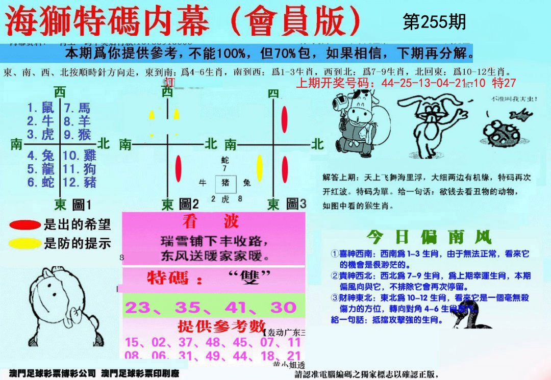 另版海狮特码内幕报-255