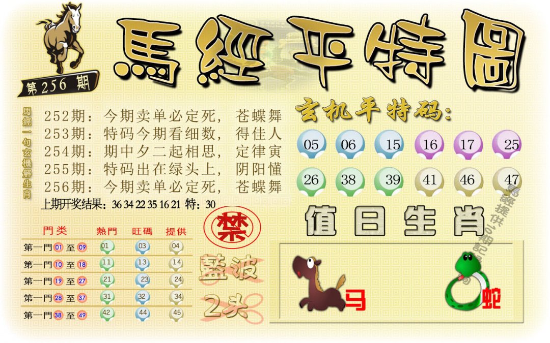 马经平特图-256