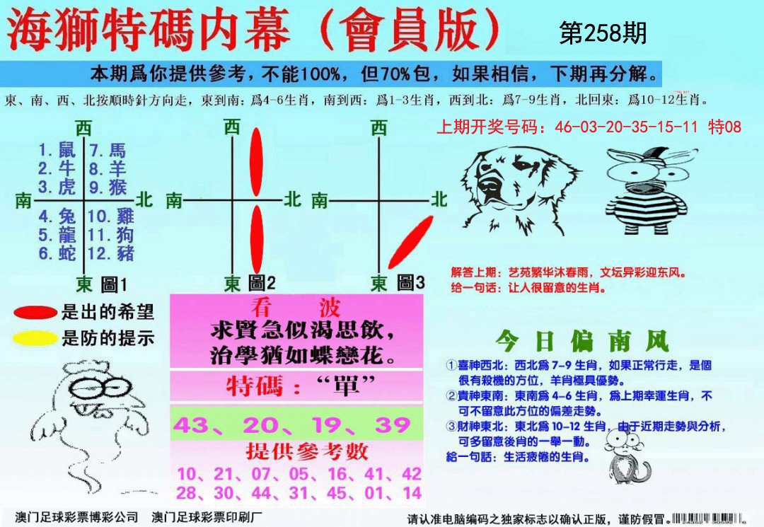 海狮特码会员报-258