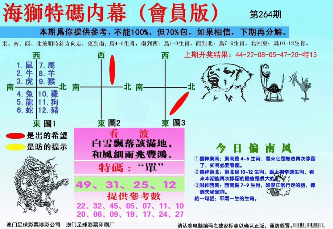 海狮特码会员报-264