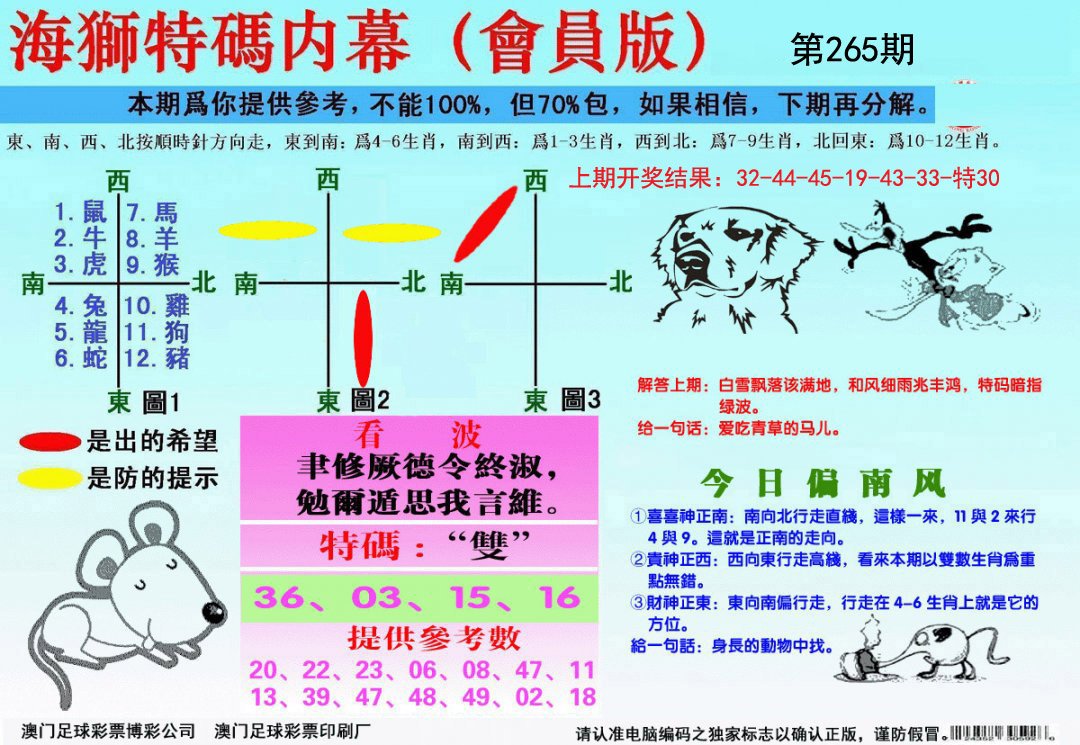 海狮特码会员报-265