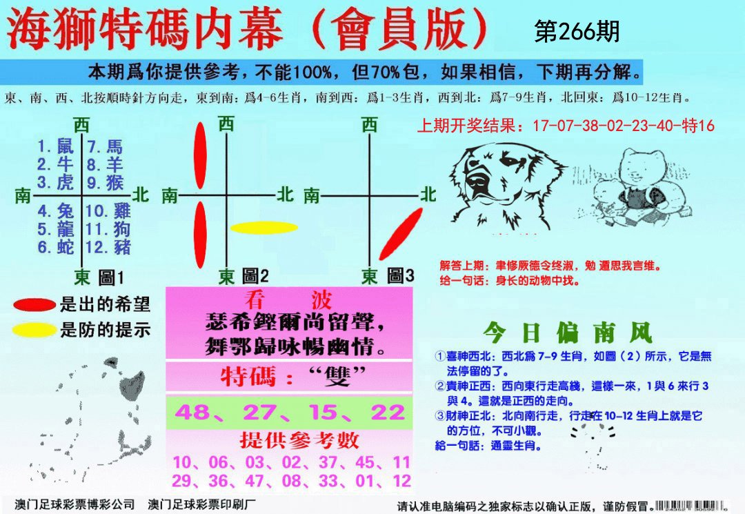 海狮特码会员报-266