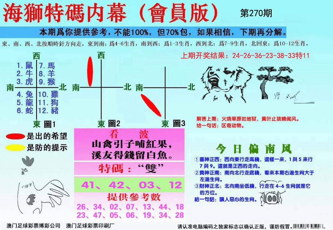 海狮特码会员报-270