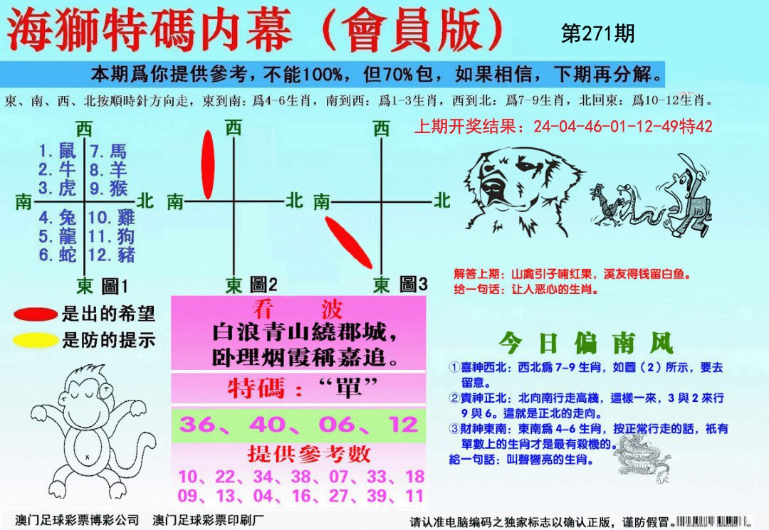 海狮特码会员报-271