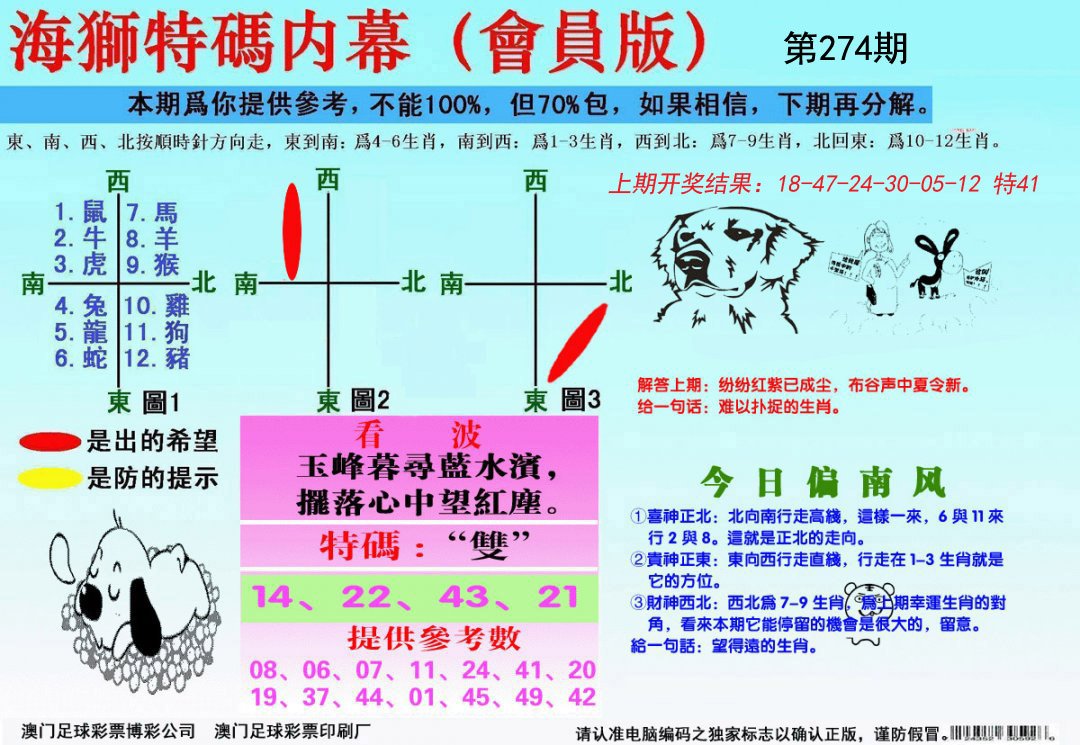 海狮特码会员报-274