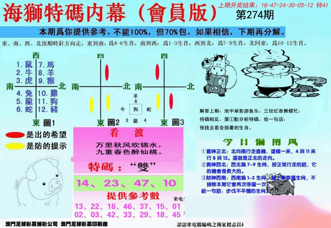 另版海狮特码内幕报-274