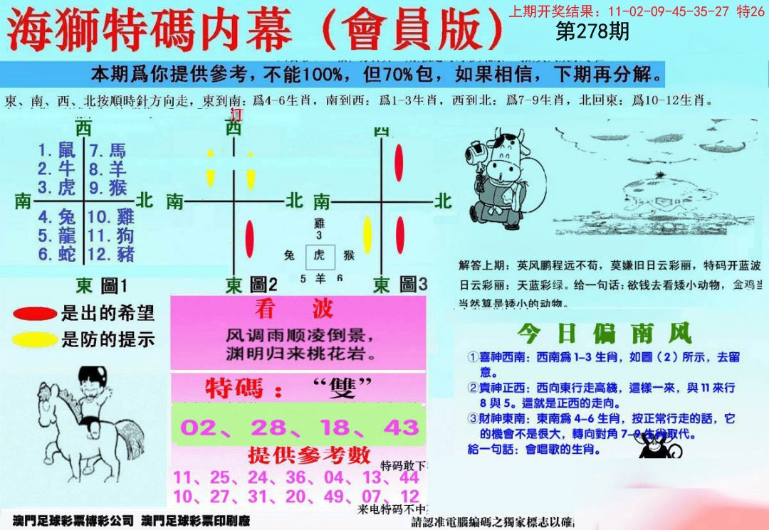 另版海狮特码内幕报-278