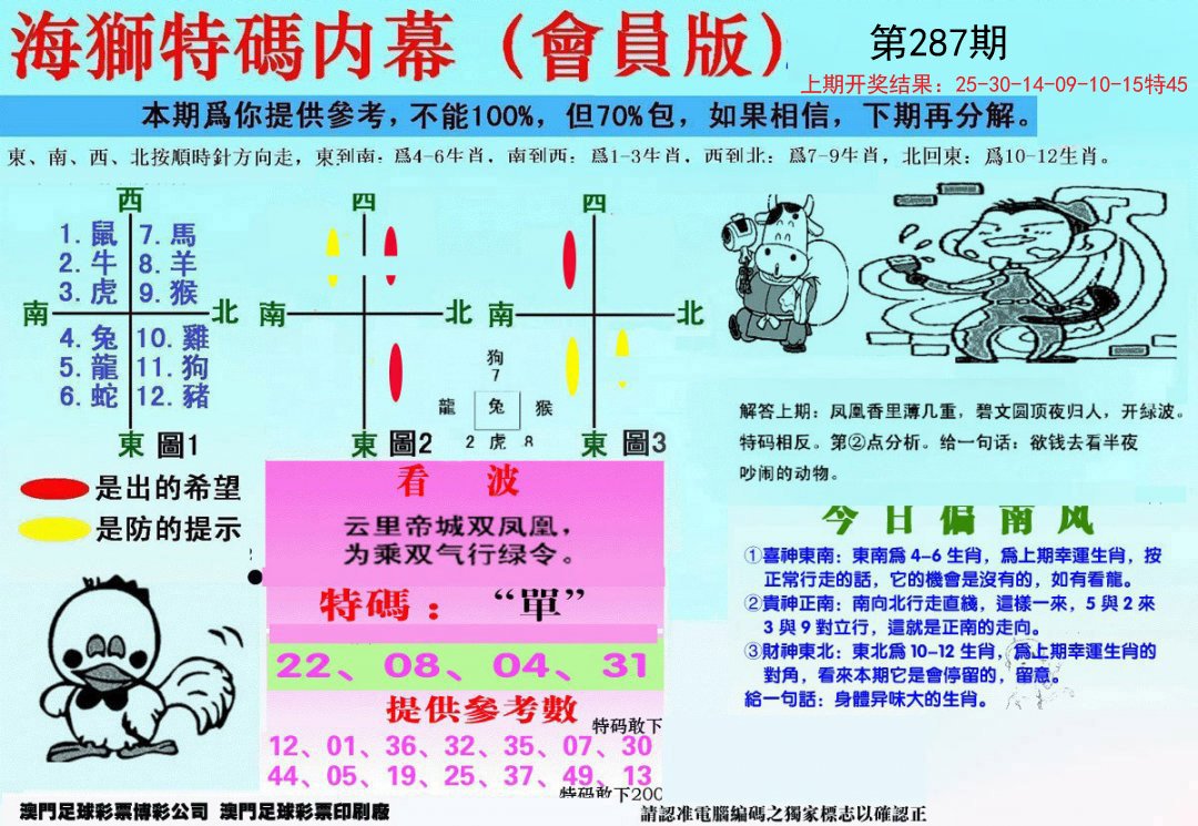 另版海狮特码内幕报-287