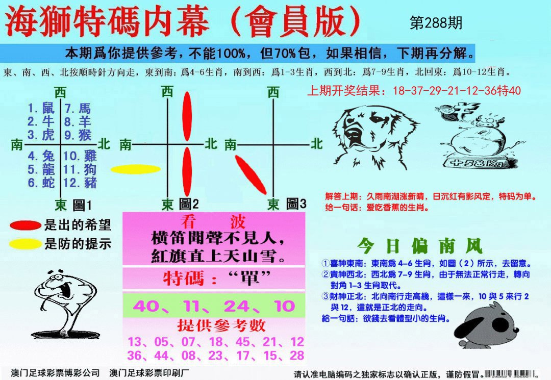 海狮特码会员报-288