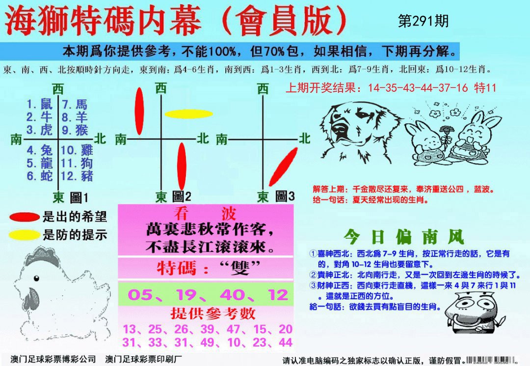 海狮特码会员报-291