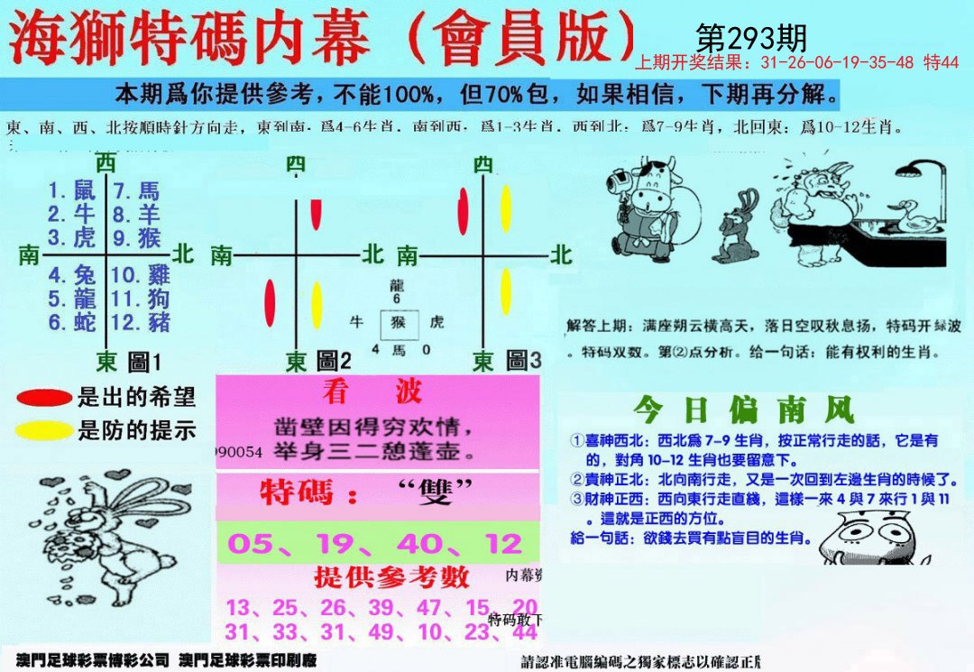 另版海狮特码内幕报-293