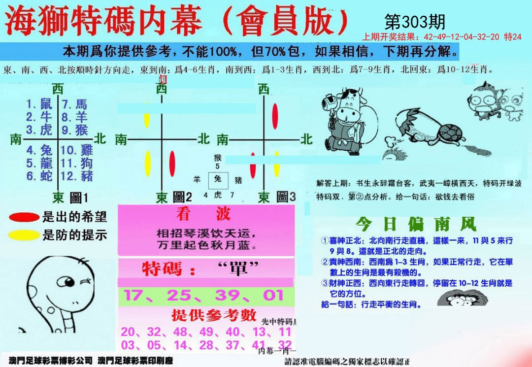 另版海狮特码内幕报-303