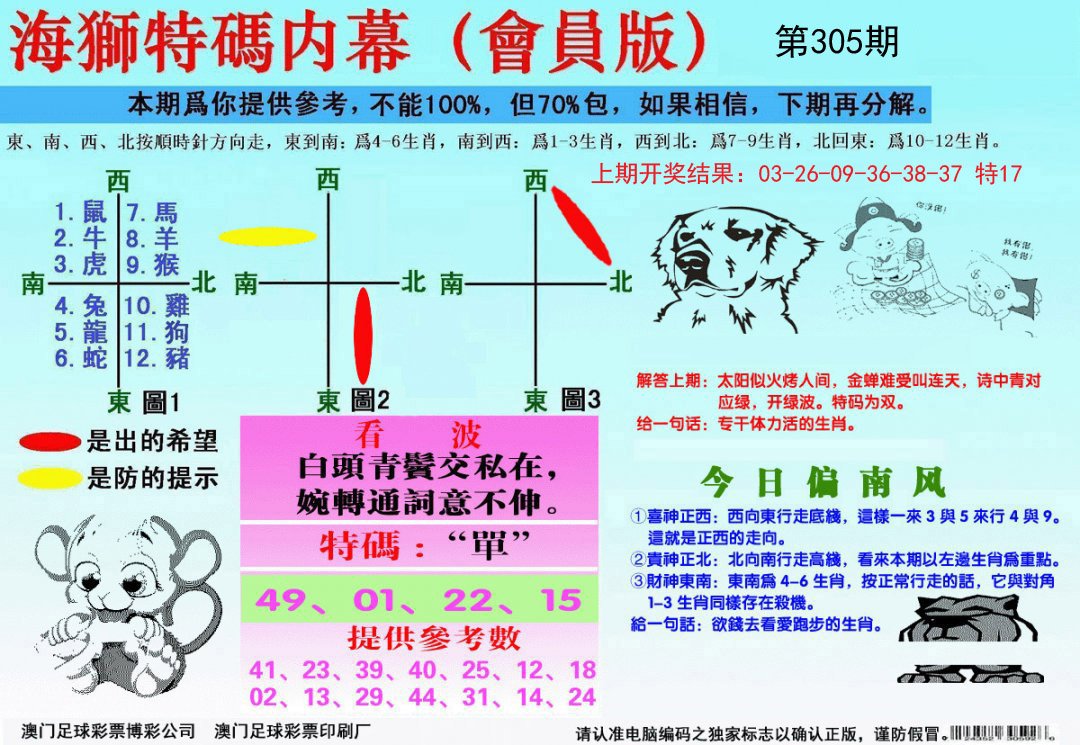 海狮特码会员报-305