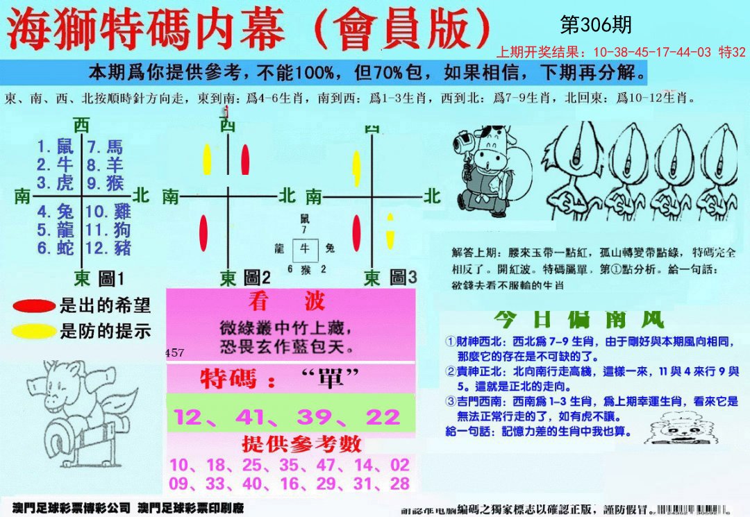 另版海狮特码内幕报-306