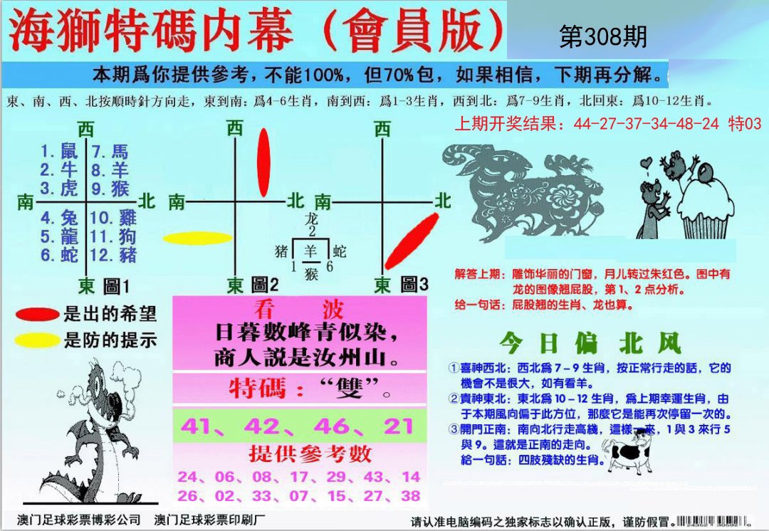 海狮特码会员报-308