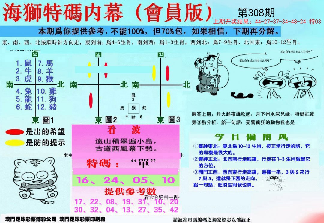 另版海狮特码内幕报-308