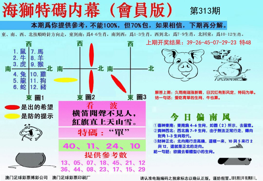 海狮特码会员报-313