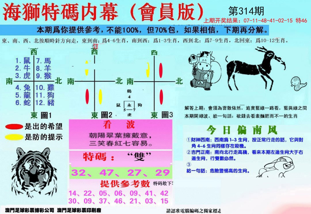 另版海狮特码内幕报-314