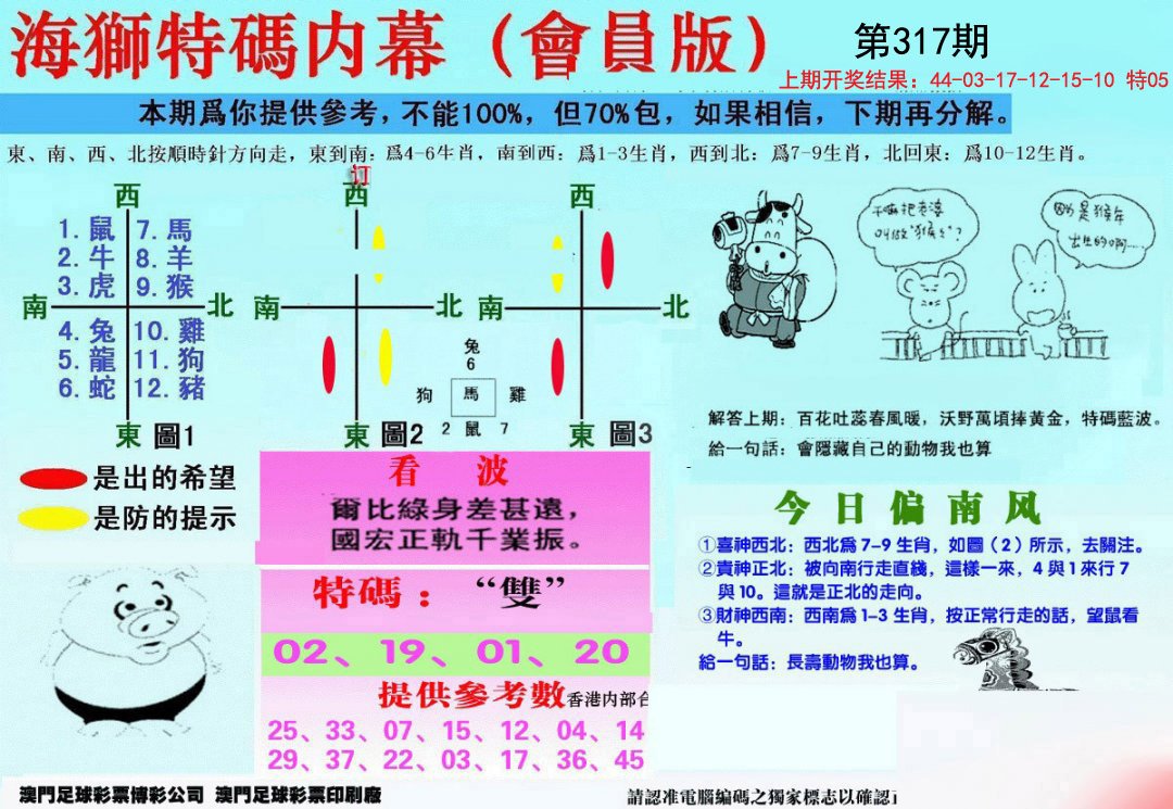 另版海狮特码内幕报-317