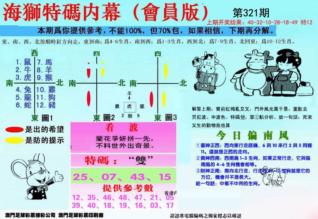 另版海狮特码内幕报-321